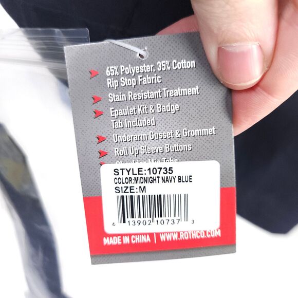 NWT Rothco Mens Medium Navy Lightweight Button Down Uniform Tactical Shirt - Picture 3 of 12